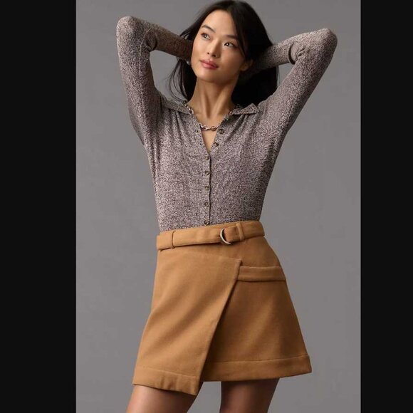 Anthropologie Dresses & Skirts - New 16 Maeve x Anthropologie Belted wrap mini skirt in Cedar